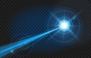 blue laser beam. glow party laser beams abstract effect isolated on transparent background