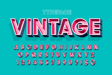 Wall Mural - retro original 3d display font design, alphabet, letters