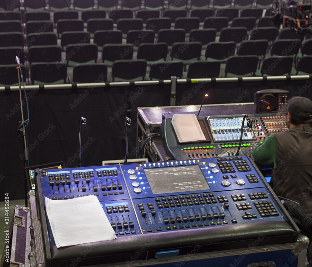control panel for lighting equipment at the concert. Stock Photo ...