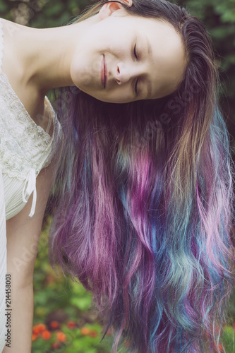 Girl With Beautiful Multicolored Dyed Hair Buy This Stock Photo