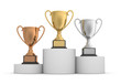 © frender - awards on winner podium concept  3d illustration