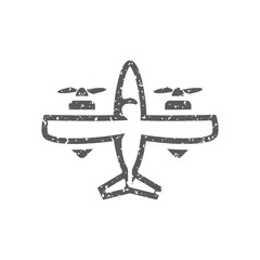 Wall Mural - Vintage airplane icon in grunge texture. Vintage style vector illustration.