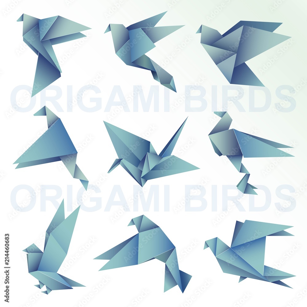 Origami blue paper vector bird illustration Stock Vector | Adobe Stock, image size:1000x1000