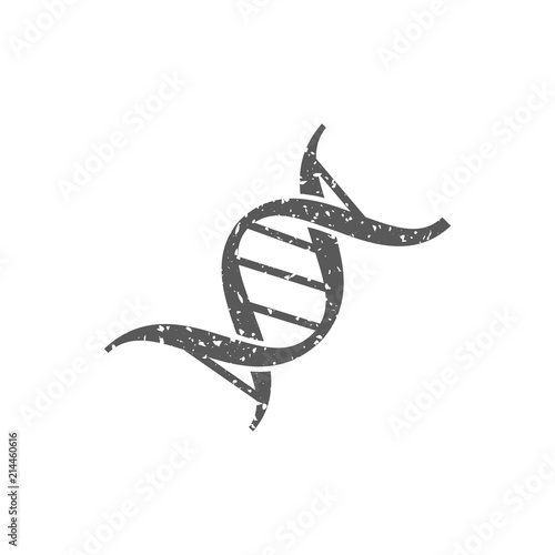 Dna Strand Icon In Grunge Texture Vintage Style Vector