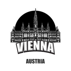 Canvas Print - Vienna, Austria, black and white logo