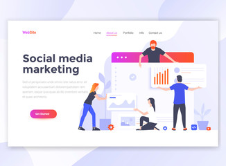 Wall Mural - flat modern design of wesite template - social media marketing