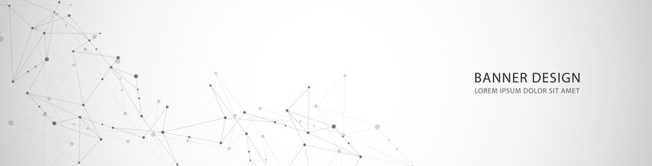 Vector banner design, network connection with lines and dots