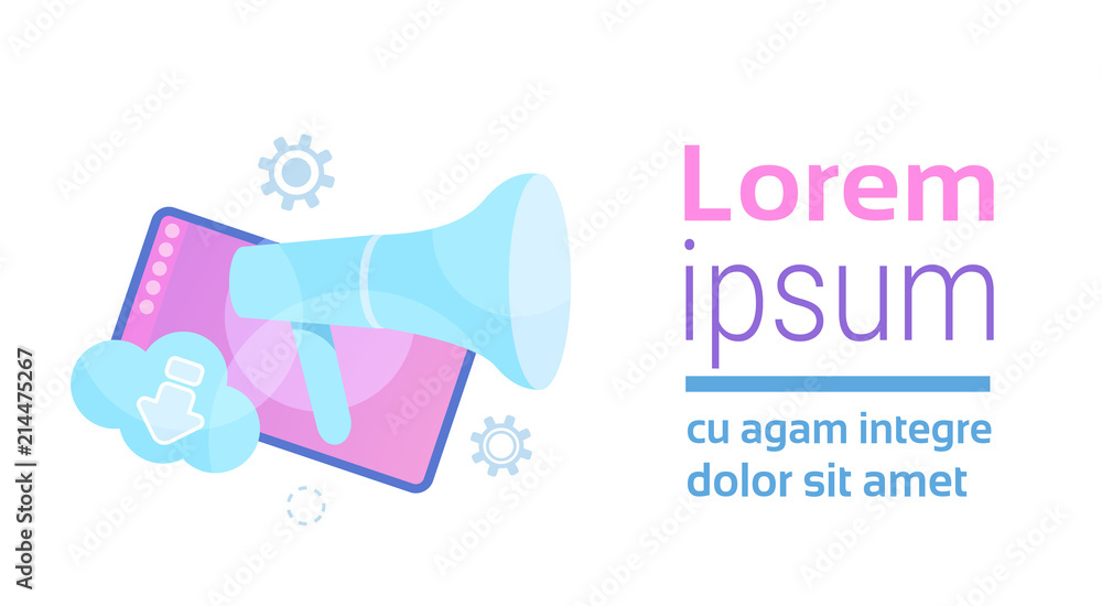 mobile synchronization cloud application megaphone interface concept ...