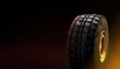 4x4 off-road vehicle tire on dark background 3d render