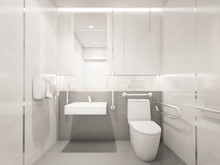 Interior Of Modern Disabled Toilet, 3d Rendering