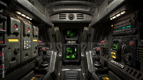 Fotomural Inside view of the sci-fi cabin of the pilot