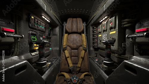 Cuadros en Lienzo Science fiction pilot's seat in the cockpit