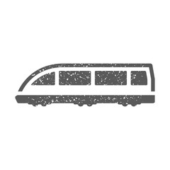 Wall Mural - Tram icon in grunge texture. Vintage style vector illustration.