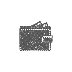 Wall Mural - Wallet icon in grunge texture. Vintage style vector illustration.