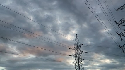 Wall Mural - silhouette of high voltage electrical pole structure