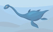 plesiosaurus in water depth, cartoon illustration