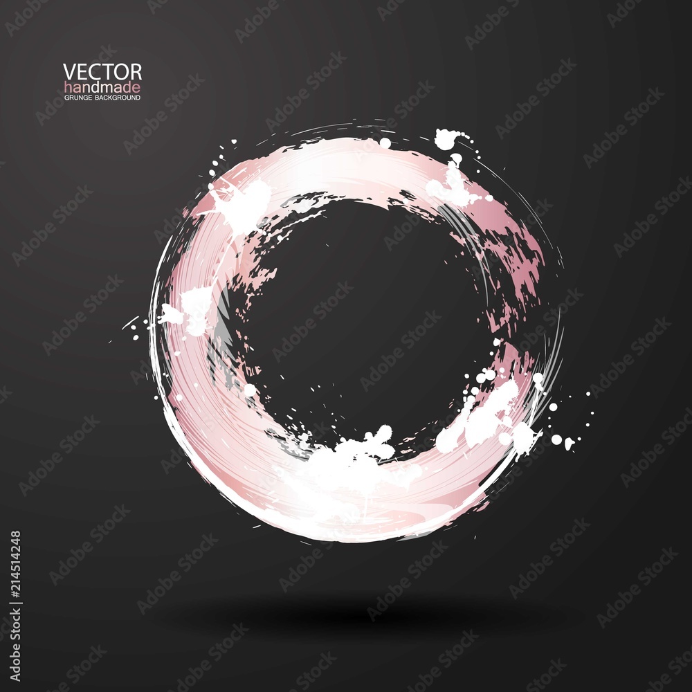 Hand drawn circle shape. Label, logo design element. Brush abstract ...