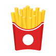 French fries cartoon clipart. French fries in a red carton paper box.