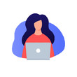 Woman is working on a laptop vector illustration
