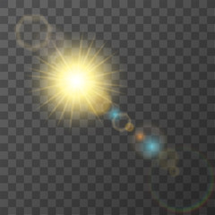 Wall Mural - sun flash with rays and spotlight. sunlight special lens flare light effect. vector illustration