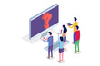 © Andrii Symonenko - Internet forum, communicating people, society isometric concept. Vector illustration