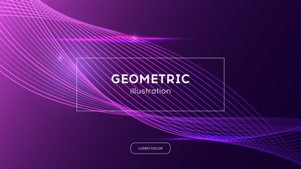 Wall Mural - Modern violet background with abstract wave. Trendy screen design with colored gradient, landing web page template, vector eps10