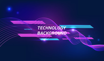 Wall Mural - Violet technology background with abstract digital wave. Modern cosmic illustration, vector poster, eps10