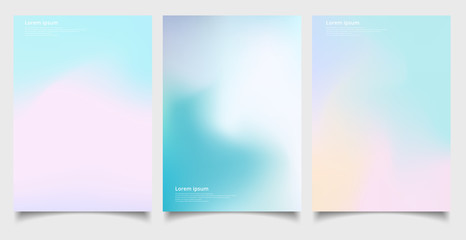 Abstract holographic poster set with gradient mesh retro style.