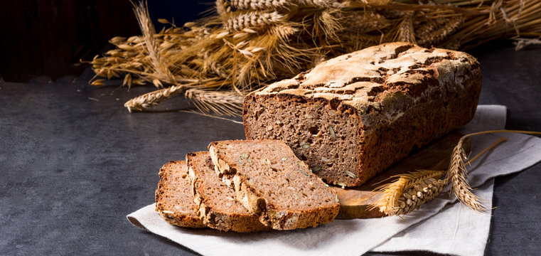 delicious and healthy home-made wholegrain bread with honey