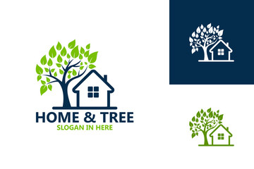 Home And Tree Nature Logo Template Design Vector, Emblem, Design Concept, Creative Symbol, Icon