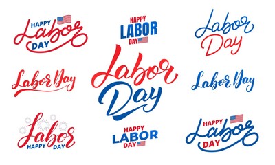 Wall Mural - Labor Day. Set of lettering labels for USA Labor Day
