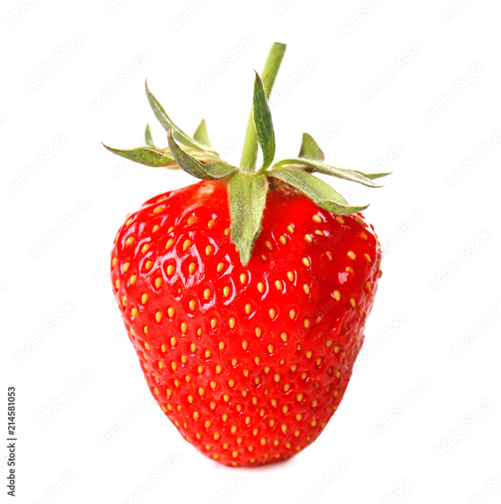Ripe red strawberry on white background