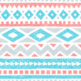 Vintage striped pattern. Geometric seamless print. Vintage background, handmade. White, gray, blue and pink colors.