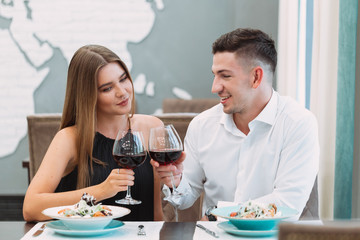 Wall Mural - Beautiful couple in a restaurant