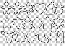 Gingerbread Outline Objects Set
