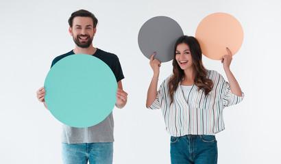 Wall Mural - Group of young people on white background