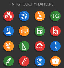 school 16 flat icons