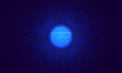 Canvas Print - Fingerprint scan, biometric identity and approval. Future of security and password control through fingerprints in an immersive technology future and cybernetic, business isometric style. 