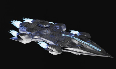 spaceship aircraft for science fiction 3d rendering of alien spacecraft