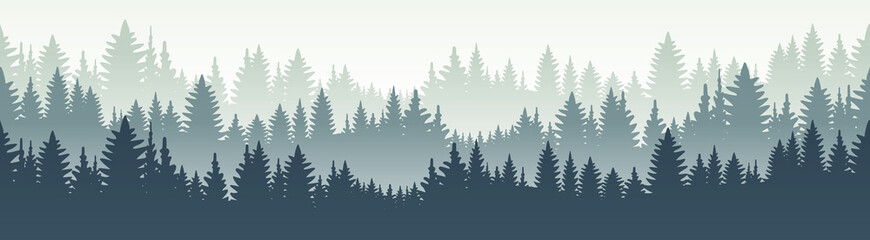 seamless forest landscape. vector illustration. layered trees background. outdoor and hiking concept