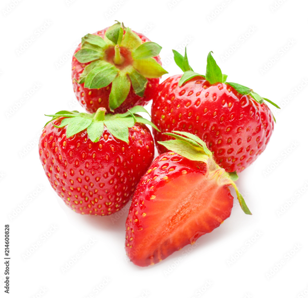 Sweet ripe strawberries on white background