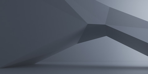 Fototapete - Abstract of concrete polygon space with light cast the shadow on the wall and surface,Concept of future architecture,3d rendering	