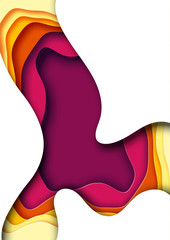Aufkleber - Paper wave layer with autumn color abstract background.Paper cut of vertical A4 cover design for business banner template and material design.Vector illustration.