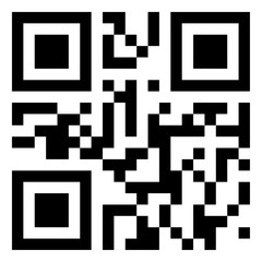 modern black qr code on white background with text inside the qr code.