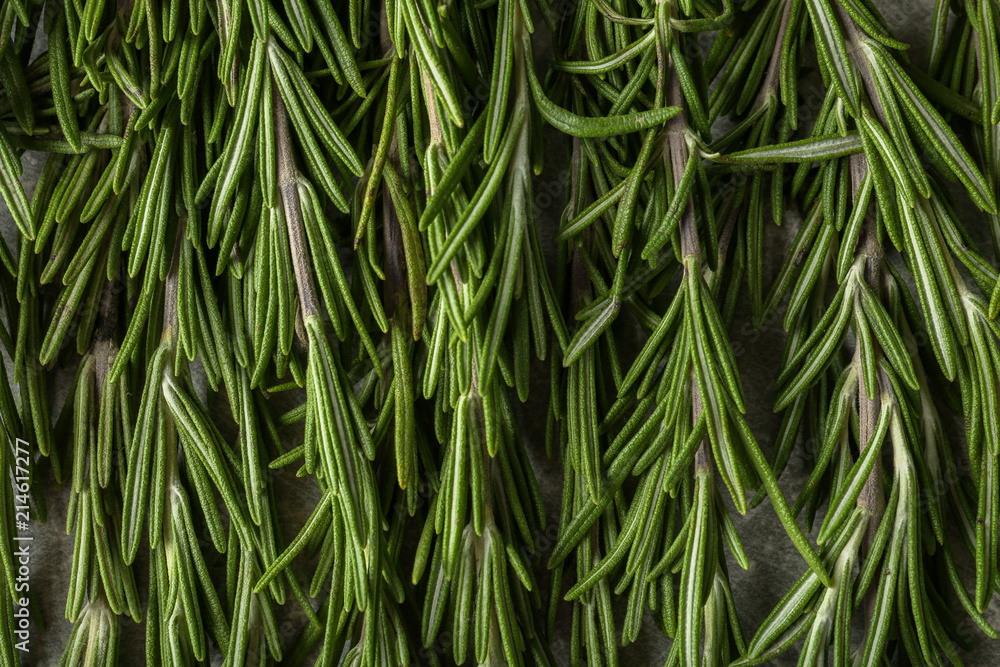 Fresh rosemary on table, closeup