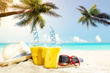 Fototapeta Panele - summer drink on beach 