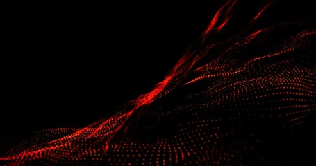 Wall Mural - Red Wave Particle Pattern Loop Animation 4k Video.