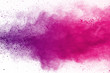 Abstract of colored powder explosion on white background. multicolor powder splatted isolate. Colored cloud. Colored dust explode. Paint Holi.