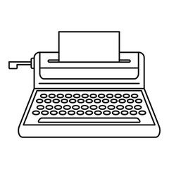 Sticker - Small typewriter icon. Outline illustration of small typewriter vector icon for web design isolated on white background