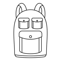 Sticker - Camp backpack icon. Outline illustration of camp backpack vector icon for web design isolated on white background